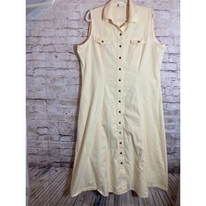 Vintage Vermont Country Store Denim Shirt Dress Women 20 Butter Yellow Long READ